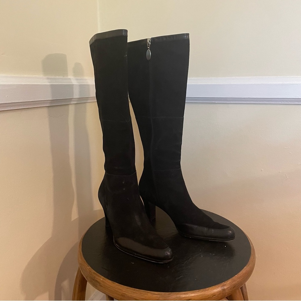 Elegant Black Suede Knee-High Women's Boots